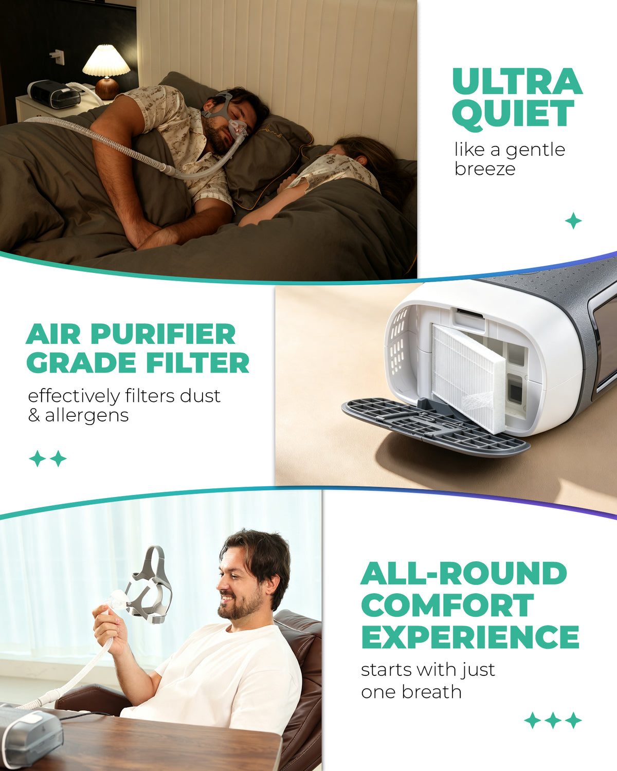 Sleepeace 2026 Top 1 BiPAP-S Device-All-New Upgraded , Ultra-Quiet, Integrated Humidifier and 3.2-Inch Touchscreen for Home Sleep Apnea Therapy